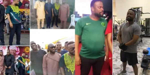 Okon Lagos spotted at an event with his ‘pot belly’ days after sharing workout transformation photos